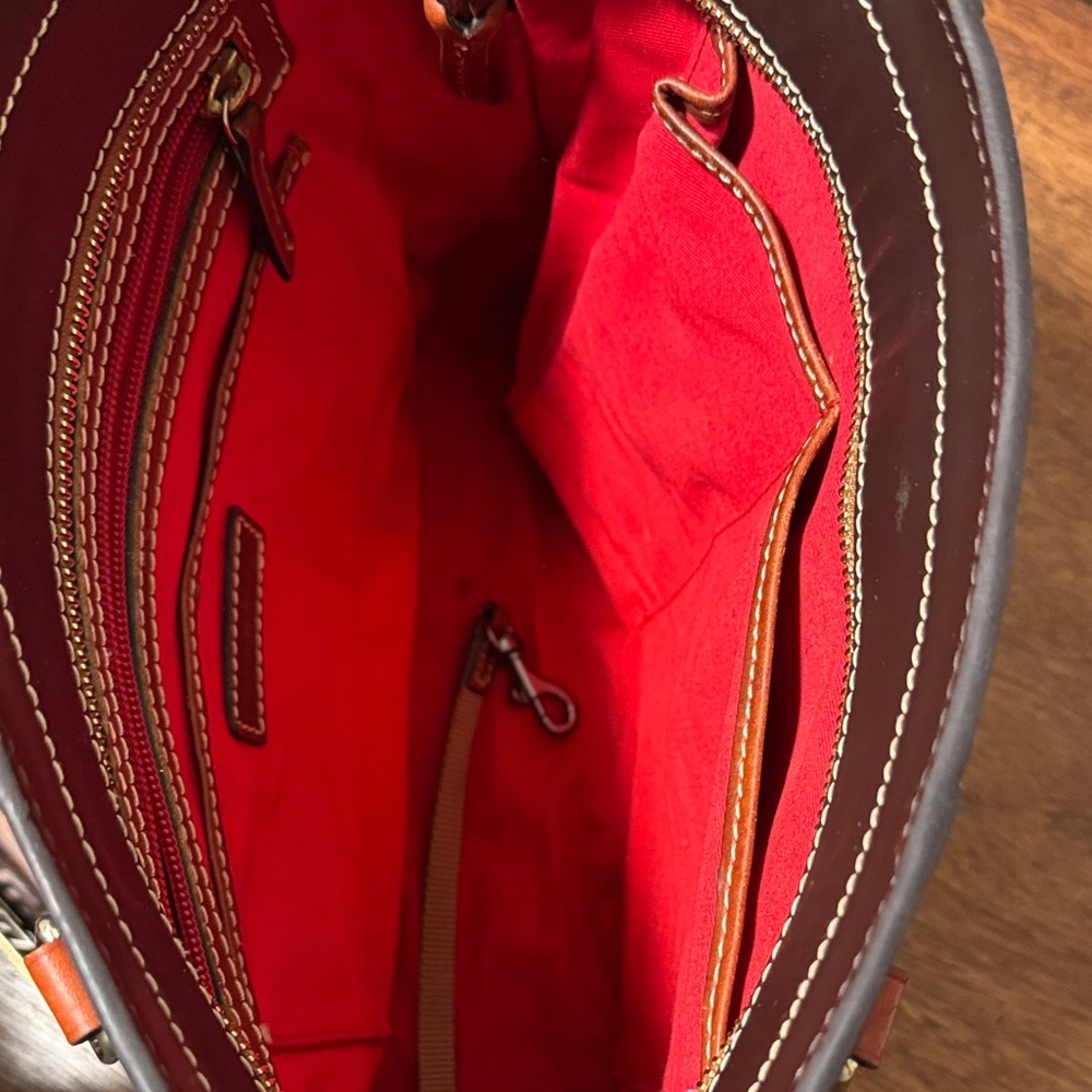 Dooney & Bourke Brown Leather Tote with Tan Straps - Picture 10 of 16